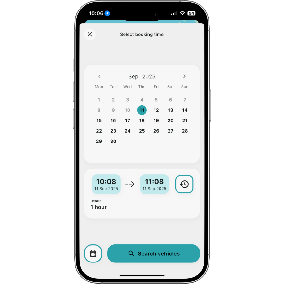 agenda screen wego app datepicker