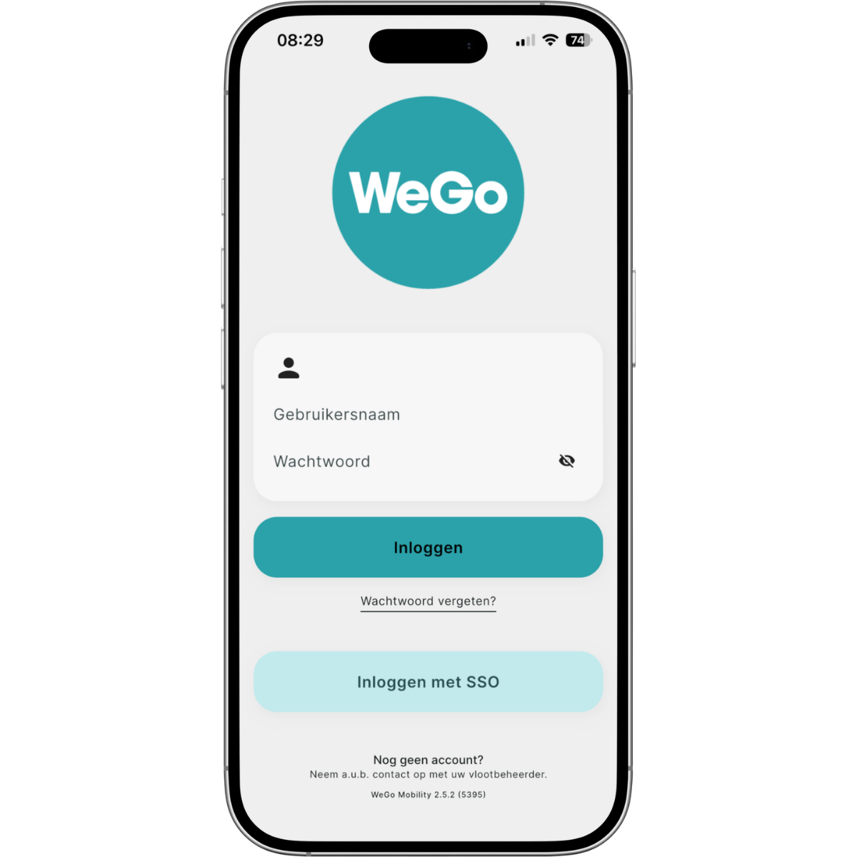 inlogscherm wego app inloggen
