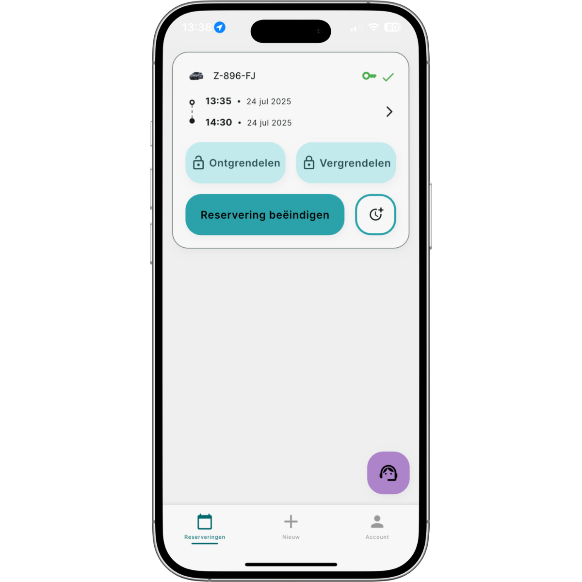 open voertuig scherm wego app voertuig openen